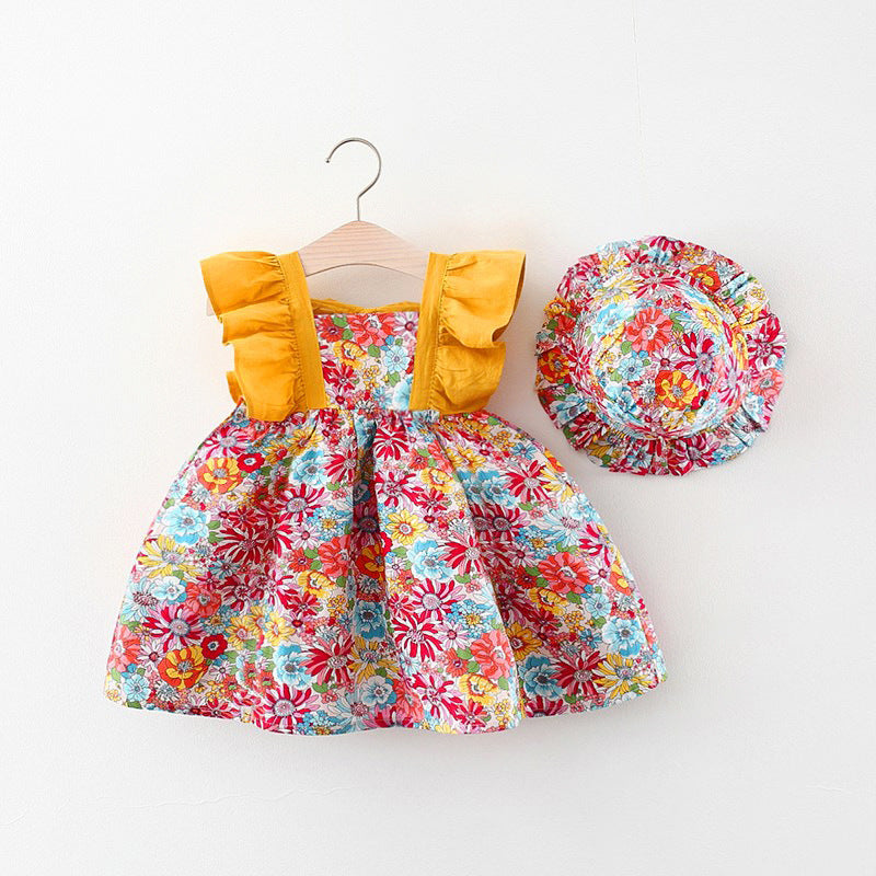 Meadow Bloom Ruffle Dress & Bonnet Set