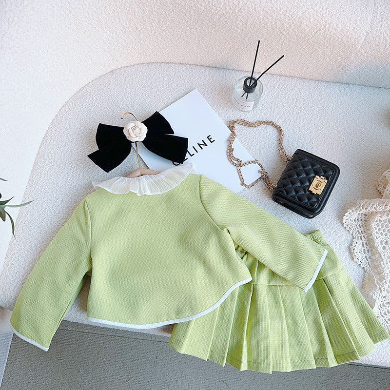 Lemon Creme Pleated Set