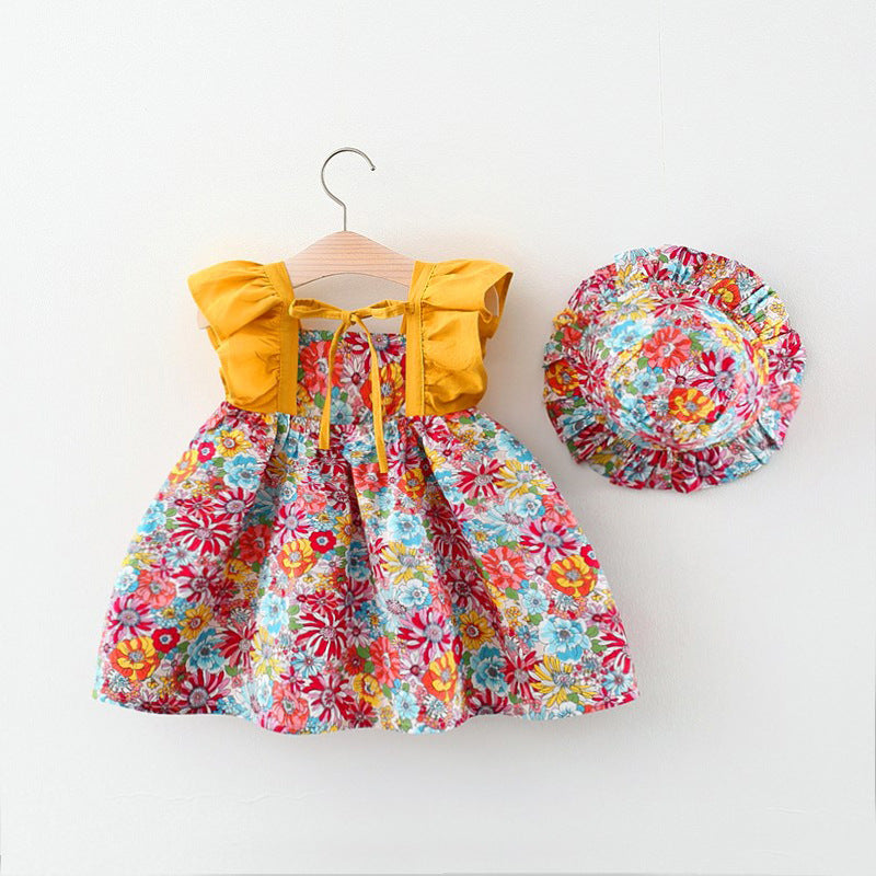 Meadow Bloom Ruffle Dress & Bonnet Set